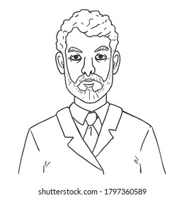 Vector Outline Avatar - Arabian Man in Suit. Male Character Portrait