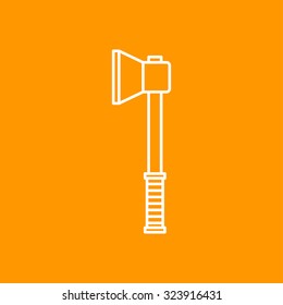Vector outline axe icon on color background 