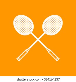 Vector outline badminton icon on color background 