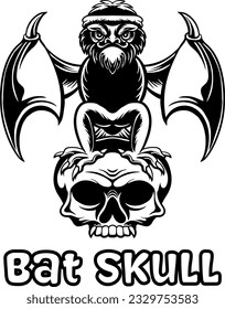 vector outline bat skull illustration design