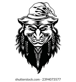 ilustración de mascota de hombre barbudo de contorno vectorial