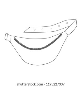 Vector outline belt bag. Technical sketch. 