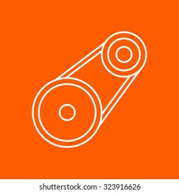 Vector outline belt drive icon on color background 