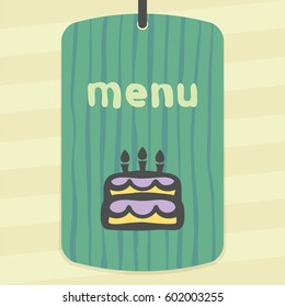 Vector outline birthday cake with candles food icon on label with hand drawn striped background. Elements for mobile concepts and web apps. Modern infographic logo and pictogram.