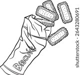 vector outline of biscuit illustration for graphic needs hand drawn