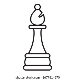 Icono de ajedrez del obispo de esquema de vector con fondo blanco
