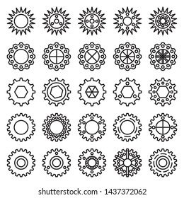 
Vector outline of black cog, gear icon outline on white background. outline gear wheels icon set. Vector illustration