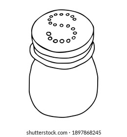 A Vector outline black illustration of one salt shaker isolated on a white background