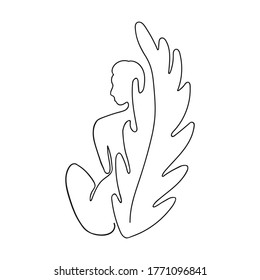 Vector outline black and white illustration of woman body. One line drawing isolated on white background. Use it for design card, poster, banner, social Media post, fashion print, beauty salon logo