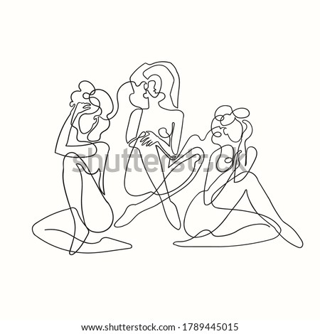 Vector outline black and white illustration of women body. One line drawing isolated on white background. Use it for design card, poster, banner, social Media post, fashion print, beaty salon logo