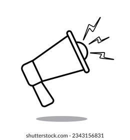 Vector Outline Black and White Loudspeaker icons set in outline style. Outline illustration design Speaker Megaphone. Advertising and promotion symbol Social media multimedia, and marketing concept