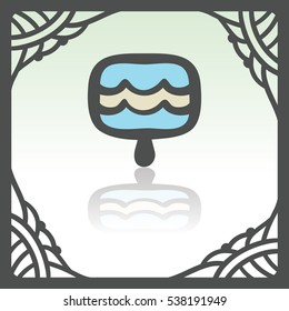 Vector outline blue ice cream lolly food icon in hand drawn frame. Elements for mobile concepts and web apps. Modern infographic logo and pictogram.