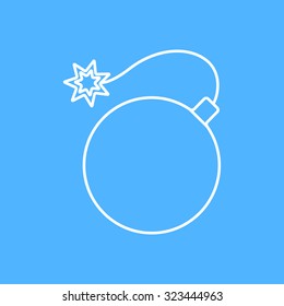 Vector outline bomb icon on color background 
