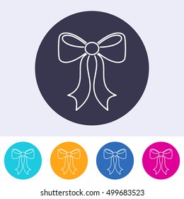 Vector outline bow icon on round colorful buttons 