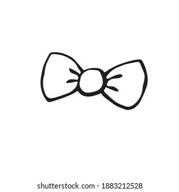 Cinta de arco del contorno del vector. Doodles, libro de colorear, dibujado a mano. Simple ilustración para San Valentín de cumpleaños de Navidad de Pascua, boda, feriado, regalo, chica. Elemento de diseño, imagen prediseñada