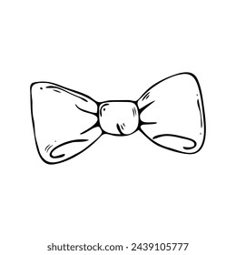 Vector outline of bow ribbon.
Hand drawn by hand. Simple doodle style illustration for Easter, Christmas birthday, Valentine's Day, wedding, gift. Design element on isolated background.