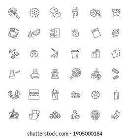 Vector outline breakfast flat icons. Cooking set