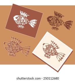 vector outline of brown fish for your design