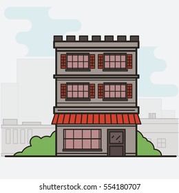 Vector outline building illustration