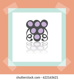 Vector outline bunch of grapes fruit food icon on white sticker. Elements for mobile concepts and web apps. Modern infographic logo and pictogram.