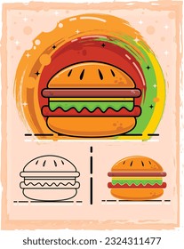 vector outline Burger Icon Simplistic and Stylish Food Illustration