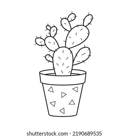 Vector Outline Cactus Pot Indoor Succulent Stock Vector (Royalty Free ...