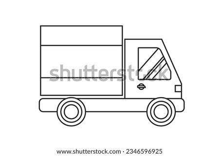 Vector Outline Cargo Shipping Van Truck Icon Illustration, Fast Delivery Concept, Truck and shipment and transportation. Big car vector design. Cargo Truck Vector Design Element. Shipping Service.