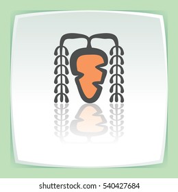 Vector outline carrot vegetable food icon on white flat square plate. Elements for mobile concepts and web apps. Modern infographic logo and pictogram.