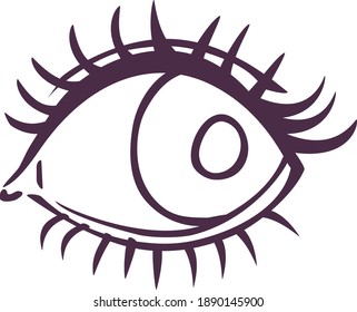 vector outline cartoon cute simple eye looking sideways
