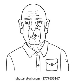 Vektorgrafik - Bald alter Mann. Porträt von männlichen Wiedermütigen.