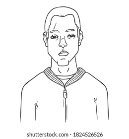 Vector Outline Character - Football Hooligan. Subcultures Portrait