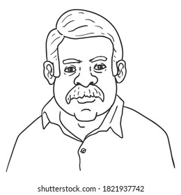 Vector Outline Character - Indian Man with Moustache