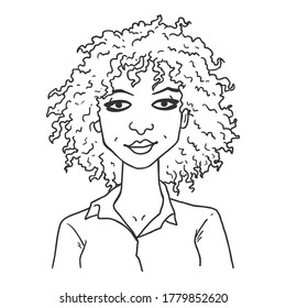 Personaje de contorno de vector - Mujer joven india. Retrato femenino.