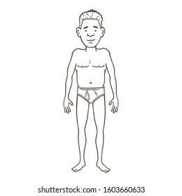 Vector Outline Character - Young Afroamerican Man in Underpants