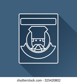 Vector outline chef cook powder icon on dark blue background with long shadow 