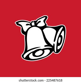 Vector of outline Christmas bells on red background
