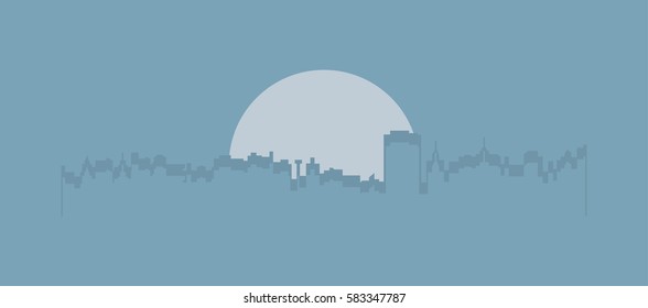 Vector outline city silhouette illustration