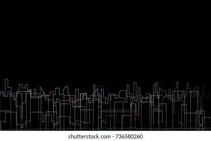 vector outline cityscape silhouette. abstract skyline