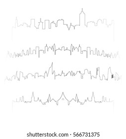 Vector Outline Cityscape Silhouettes Set