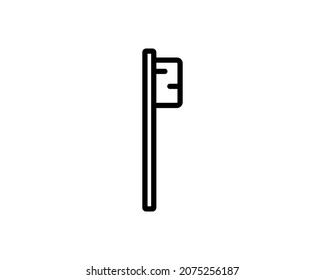 Icono de pincel de dientes negros sobre fondo blanco.