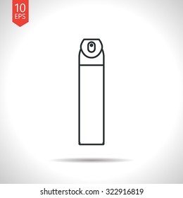 Vector outline classic grey air freshener aerosol bottle on white background 