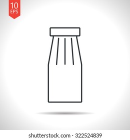 Vector outline classic grey bottle with juice template on white background 