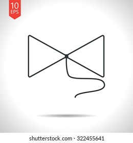 Vector outline classic grey bow on string icon on white background 