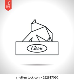 Vector outline classic grey box with napkin on white background 