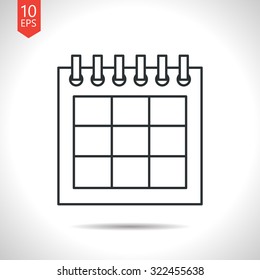 Vector outline classic grey calendar icon on white background 