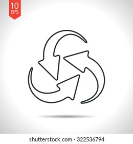 Vector outline classic grey circle round arrows for business, diagram on white background 