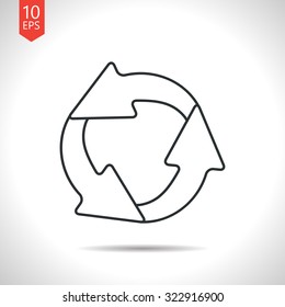 Vector outline classic grey circle round arrows for business, diagram on white background 
