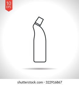 Vector outline classic grey cleaner bottle for bathroom, kitchen, toilet on white background 