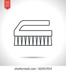 Vector outline classic grey cleaning brush icon on white background 
