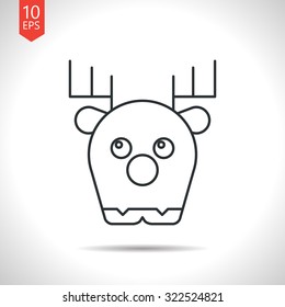 Vector outline classic grey deer icon on white background 